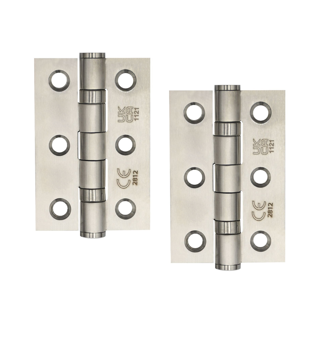 STEELWORKS Grade 7 Ball Bearing Fire Rated Hinges 76mm x 50mm x 2mm -Satin Stainless Steel