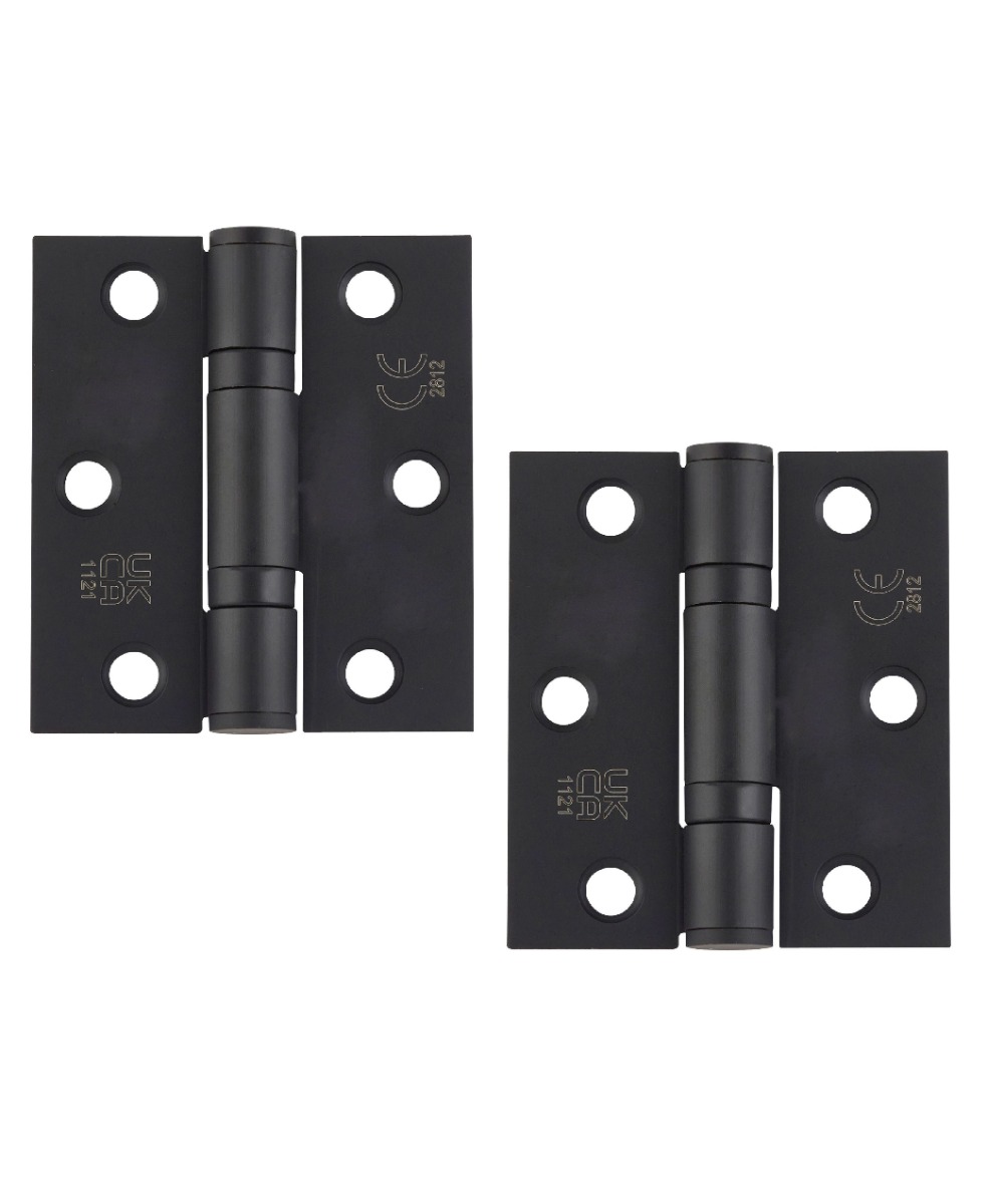 STEELWORKS Grade 11 Ball Bearing Fire Rated Hinges Radius 76mm x 67mm x 2.5mm - Black