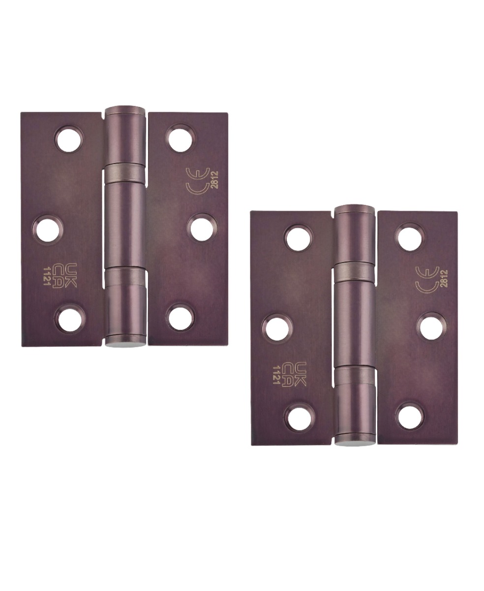 STEELWORKS Grade 11 Ball Bearing Fire Rated Hinges 76mm x 67mm x 2.5mm - Dark Bronze