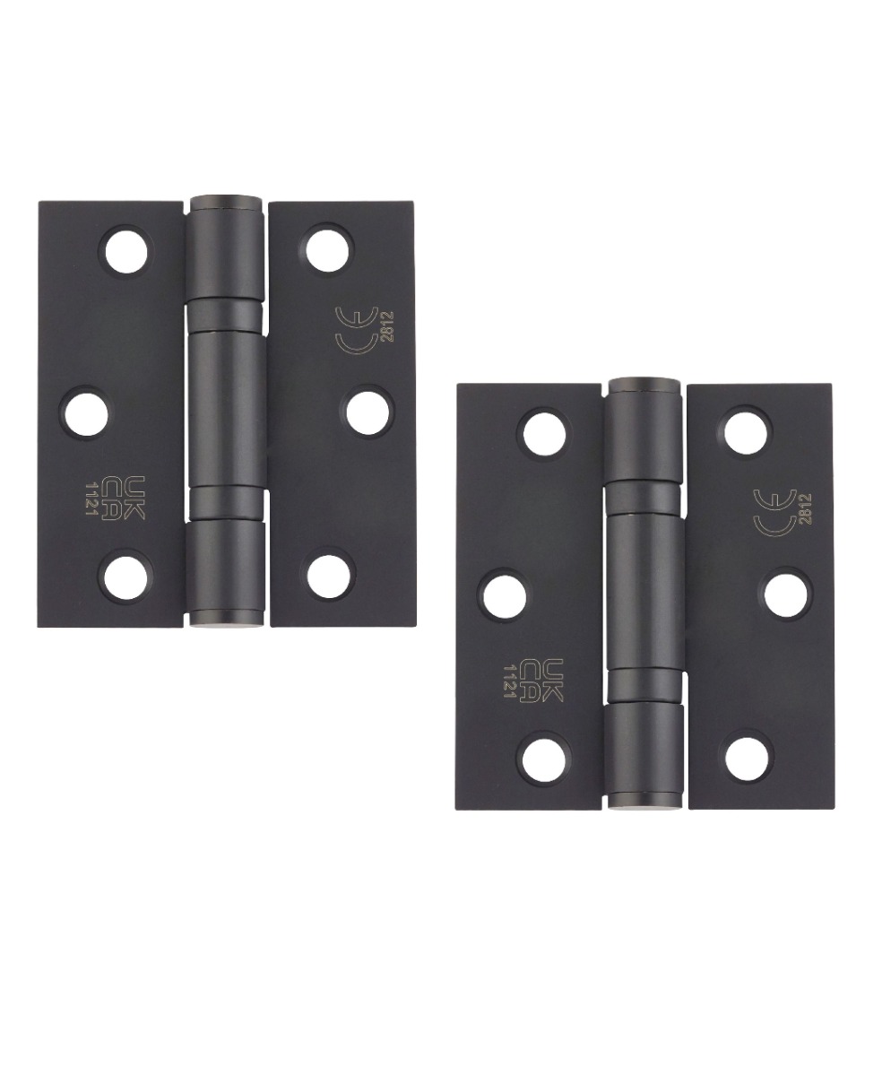 STEELWORKS Grade 11 Ball Bearing Fire Rated Hinges Radius 76mm x 67mm x 2.5mm - Matt Black