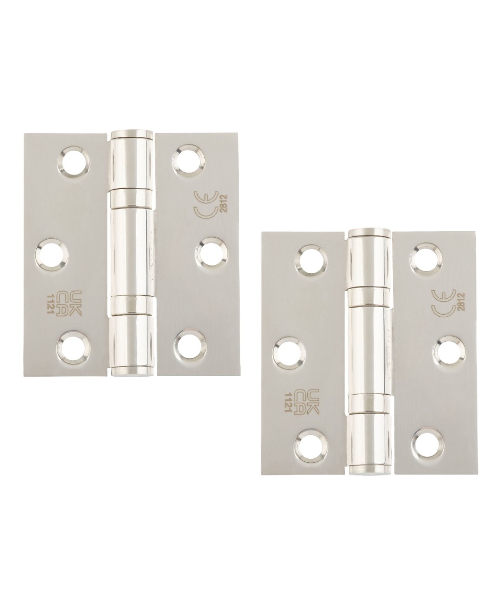 STEELWORKS Grade 11 Ball Bearing Fire Rated Hinges Radius 76mm x 67mm x 2.5mm - Polished Stainless Steel