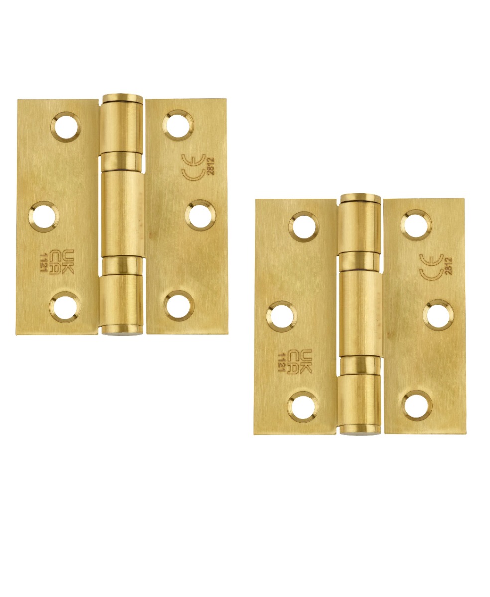 STEELWORKS Grade 11 Ball Bearing Fire Rated Hinges Radius 76mm x 67mm x 2.5mm - Satin Brass