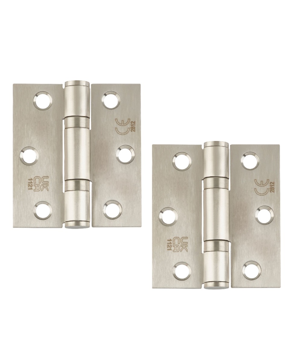 STEELWORKS Grade 11 Ball Bearing Fire Rated Hinges 76mm x 67mm x 2.5mm - Satin Stainless Steel