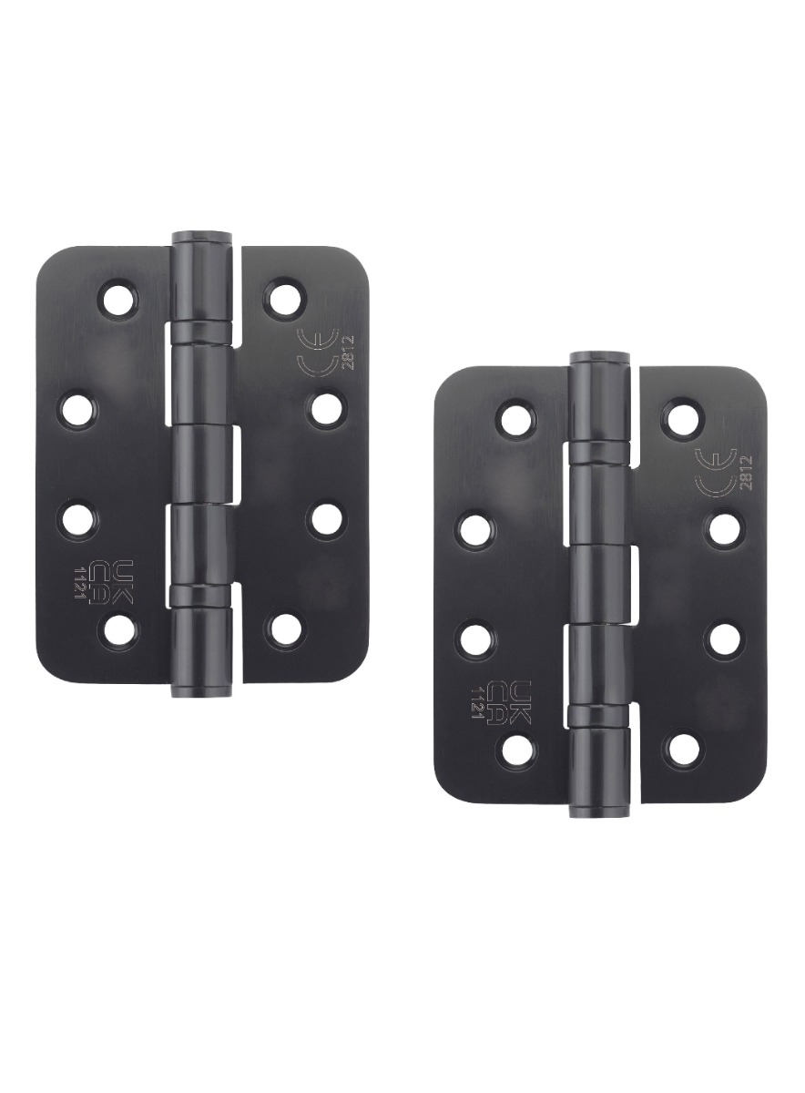 STEELWORKS Grade 13 Ball Bearing Fire Rated Hinges Radius 102mm x 76mm x 3mm - Black