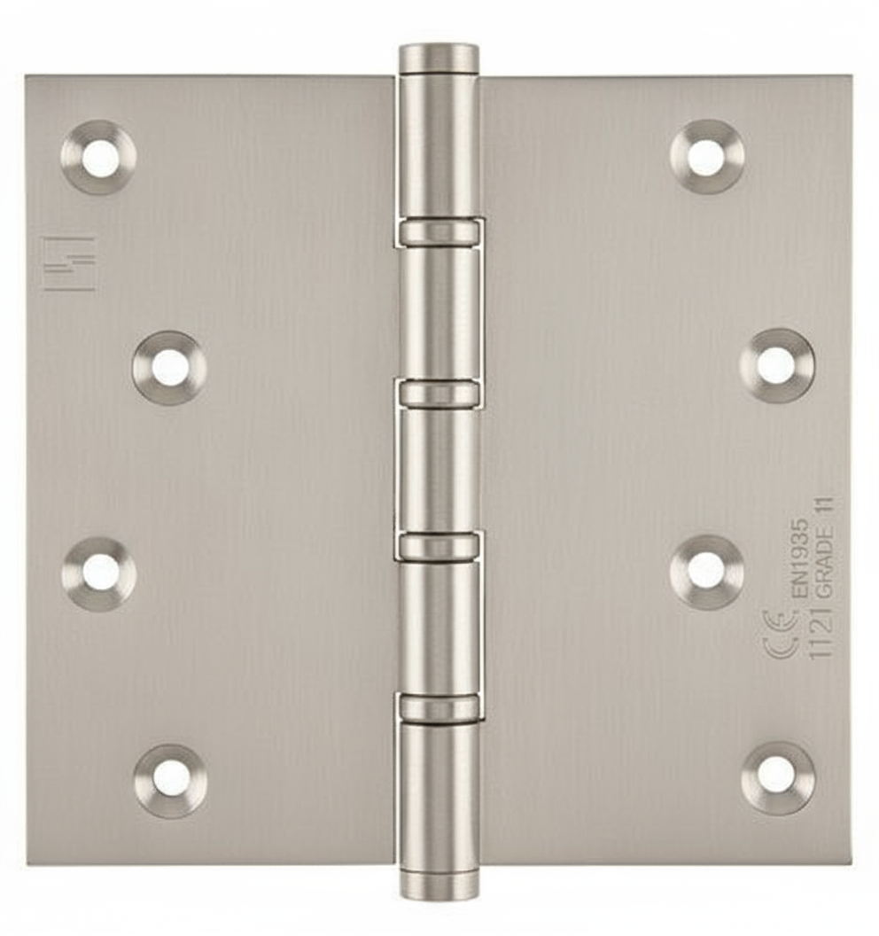 Simonswerk 1560CE Ball Race Brass Butt Projection Hinges CE marked FD30 fire rated 100mm x 100mm c/w Screws Satin Nickel