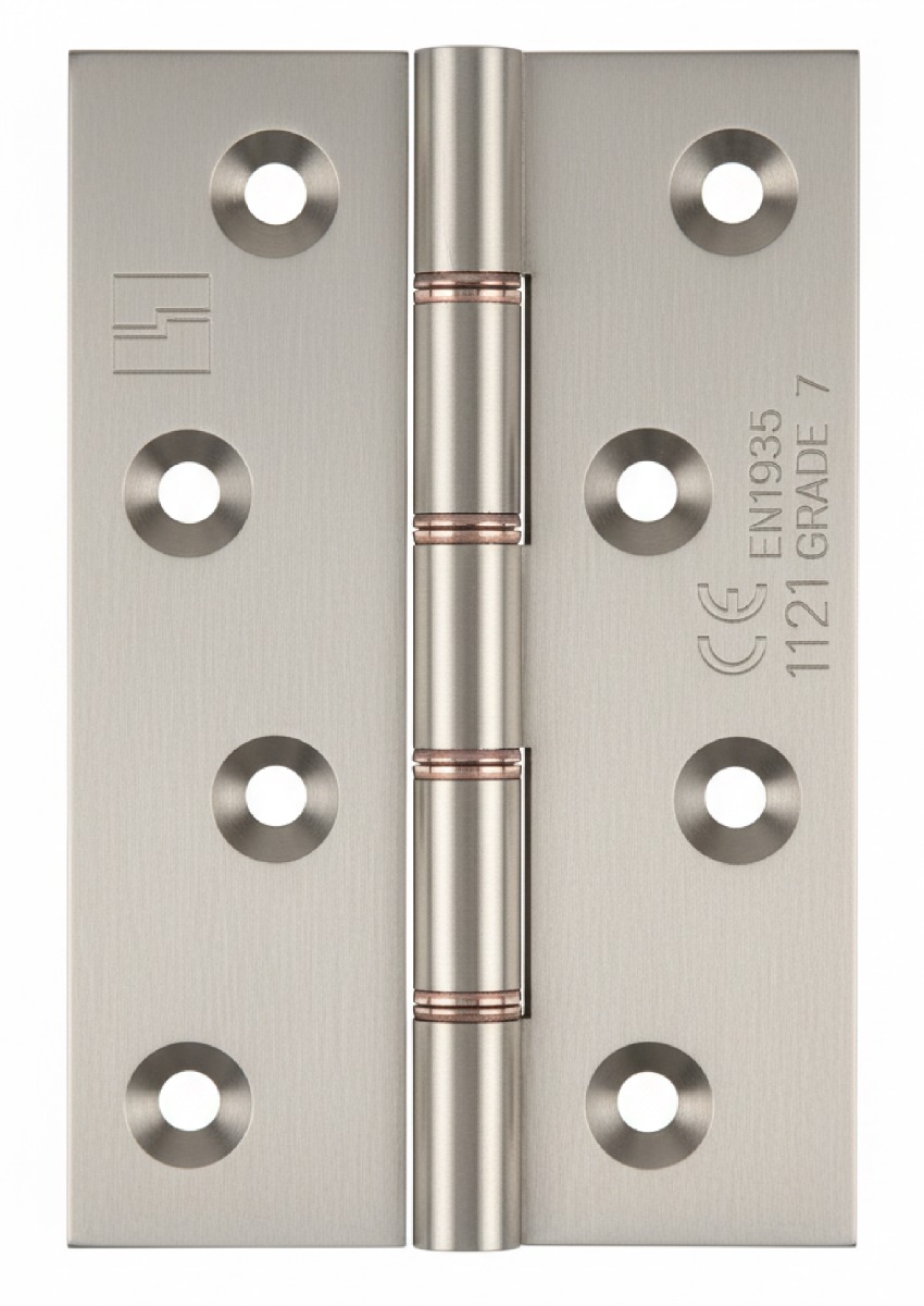 Simonswerk 1250CE Double Phosphor Bronze Washered Brass Butt Hinge CE marked FD30 fire rated 100mmx 75mm c/w Screws Satin Nickel