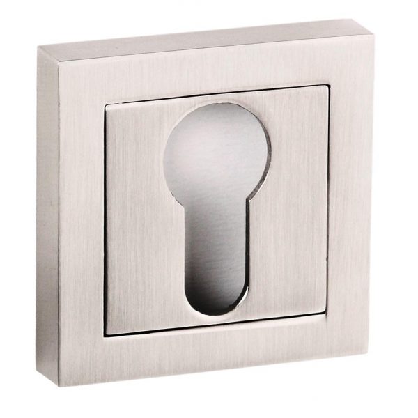 Senza Pari Euro Escutcheon on Square Rose - Satin Nickel SPCESCESN