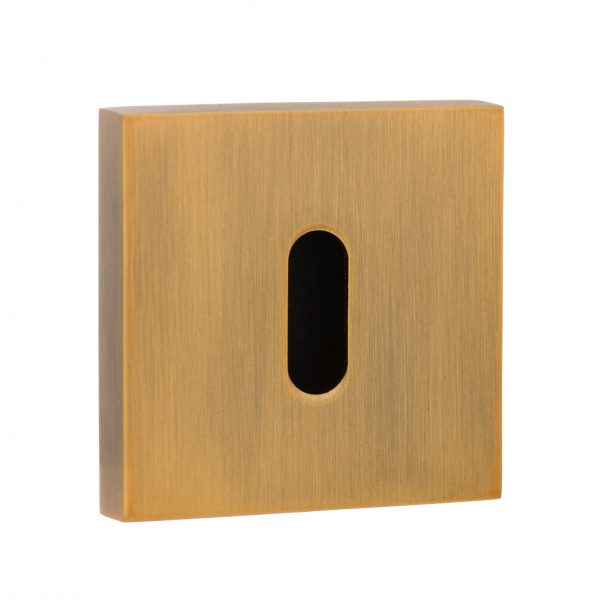 Senza Pari Key Escutcheon on Flush Square Rose - Weathered Antique Bronze SPESCKWAB