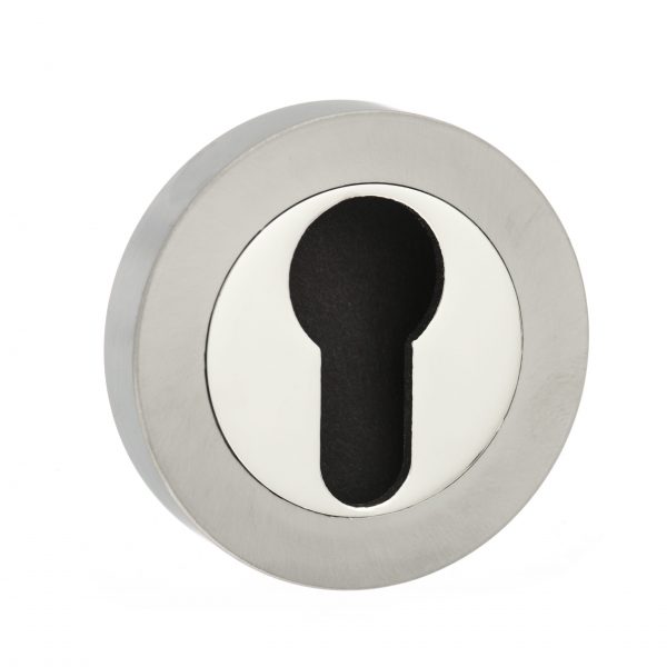 Senza Pari Euro Escutcheon on Round Rose - Satin Nickel/Nickel Plate SPMESCESNNP