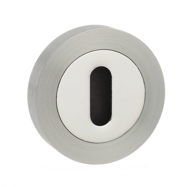 Senza Pari Key Escutcheon on Round Rose - Satin Nickel/Chome Plate SPMESCKSNCP