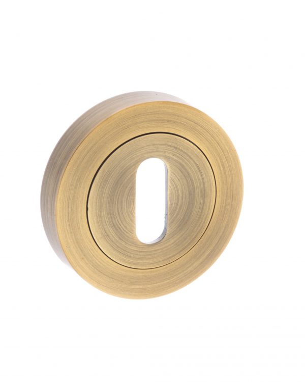 Senza Pari Key Escutcheon on Round Rose - Weathered Antique Bronze SPMESCKWAB