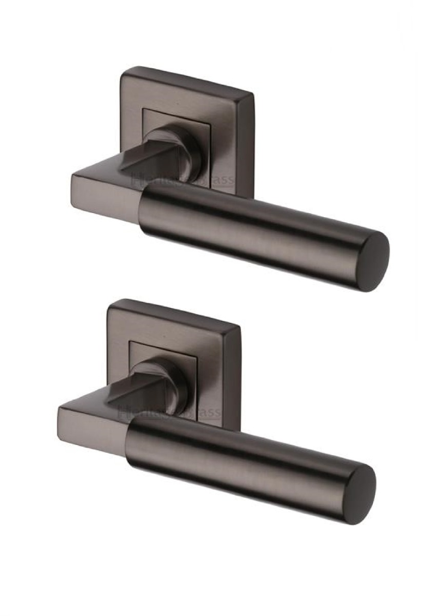 Heritage Brass SQ1926-MB Door Handle Lever on Rose Bauhaus Sq Design Matt Bronze Finish