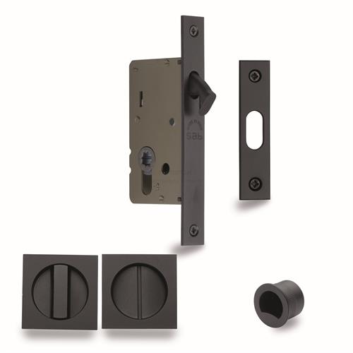 M.Marcus S.A.B Serrature SQ2308-40-BLK Sliding Lock with Square Privacy Turns Black Finish