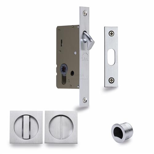 M.Marcus S.A.B Serrature SQ2308-40-SC Sliding Lock with Square Privacy Turns Satin Chrome
