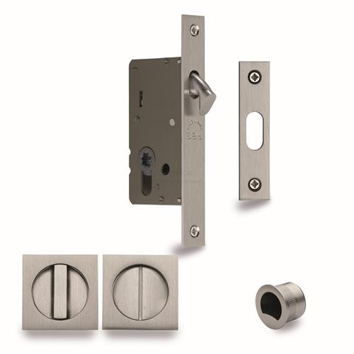 M.Marcus S.A.B Serrature SQ2308-40-SN Sliding Lock with Square Privacy Turns Satin Nickel
