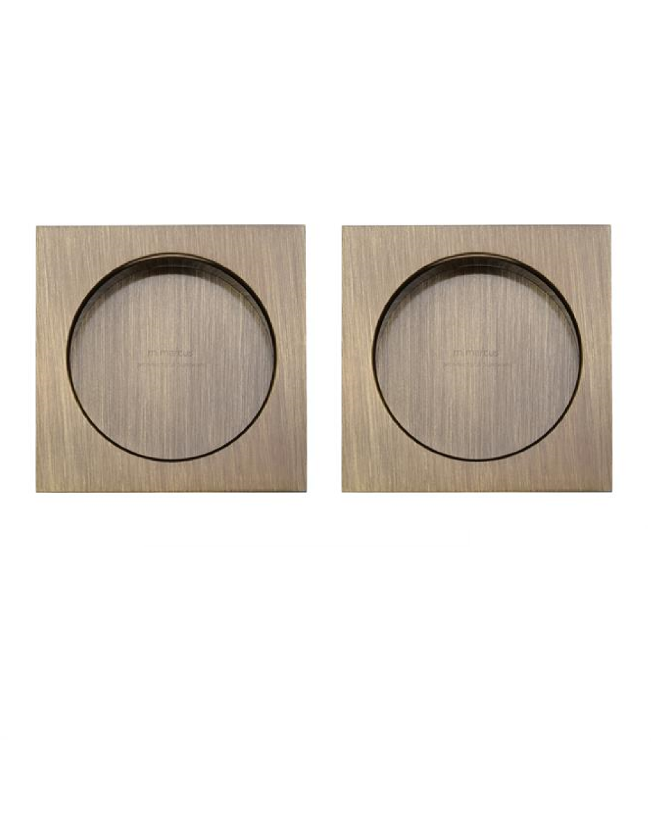 M.Marcus S.A.B Serrature SQ2327-AT Sliding Square Flush Pull Pair Antique Finish