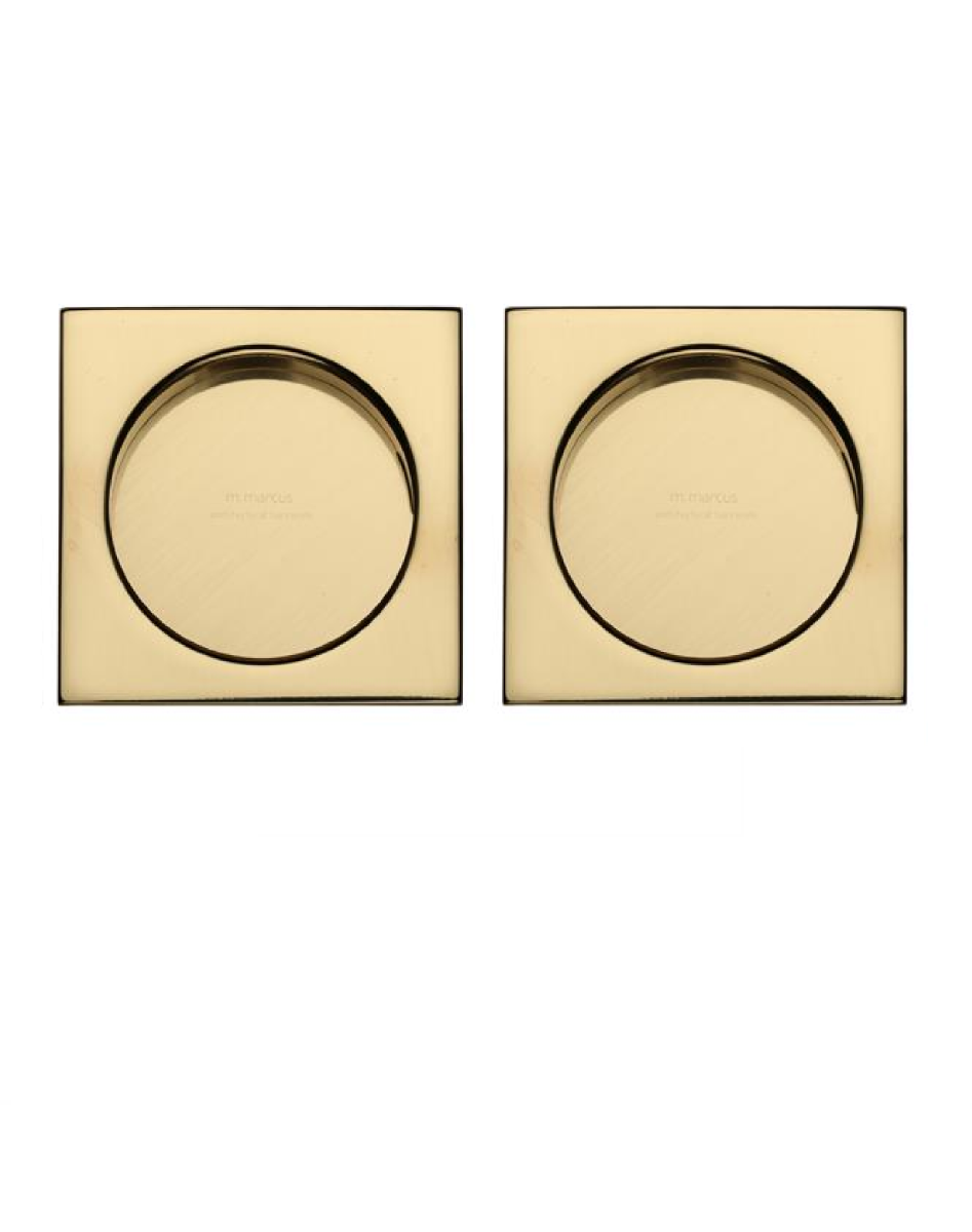 M.Marcus S.A.B Serrature SQ2327-PB Sliding Square Flush Pull Pair Polished Brass