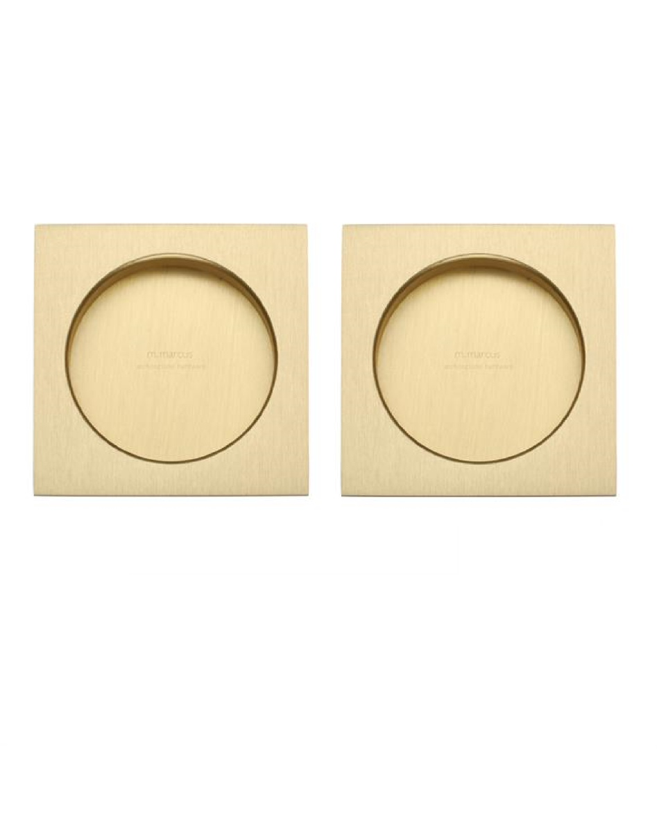 M.Marcus S.A.B Serrature SQ2327-SB Sliding Square Flush Pull Pair Satin Brass