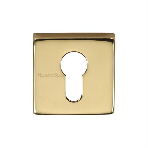 Heritage Brass SQ5004-PB Euro Profile Cylinder Escutcheon Polished Brass finish