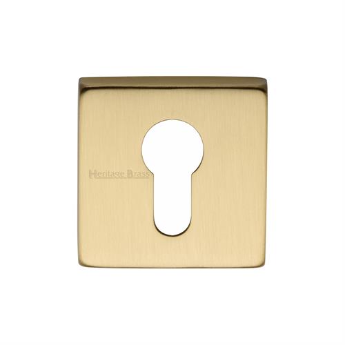 Heritage Brass SQ5004-SB Euro Profile Cylinder Escutcheon Satin Brass finish
