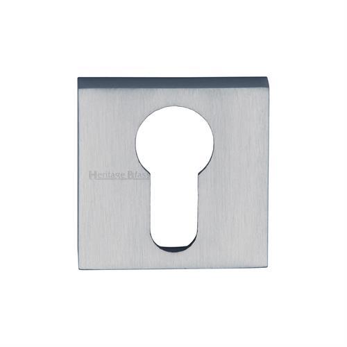 Heritage Brass SQ5004-SC Euro Profile Cylinder Escutcheon Satin Chrome finish