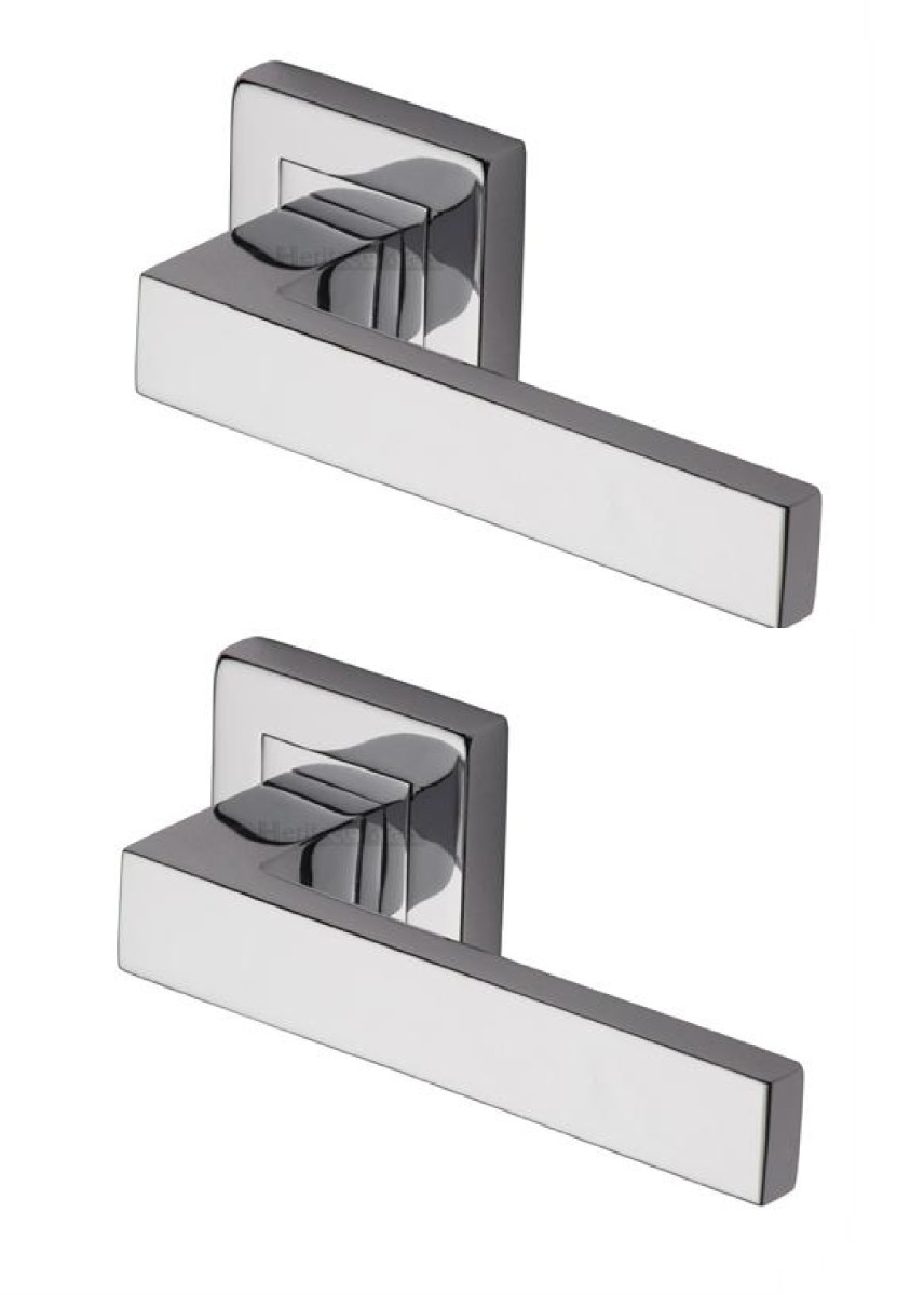 Heritage Brass SQ5420-PC Door Handle Lever Latch on Square Rose Delta Sq Design Polished Chrome finish