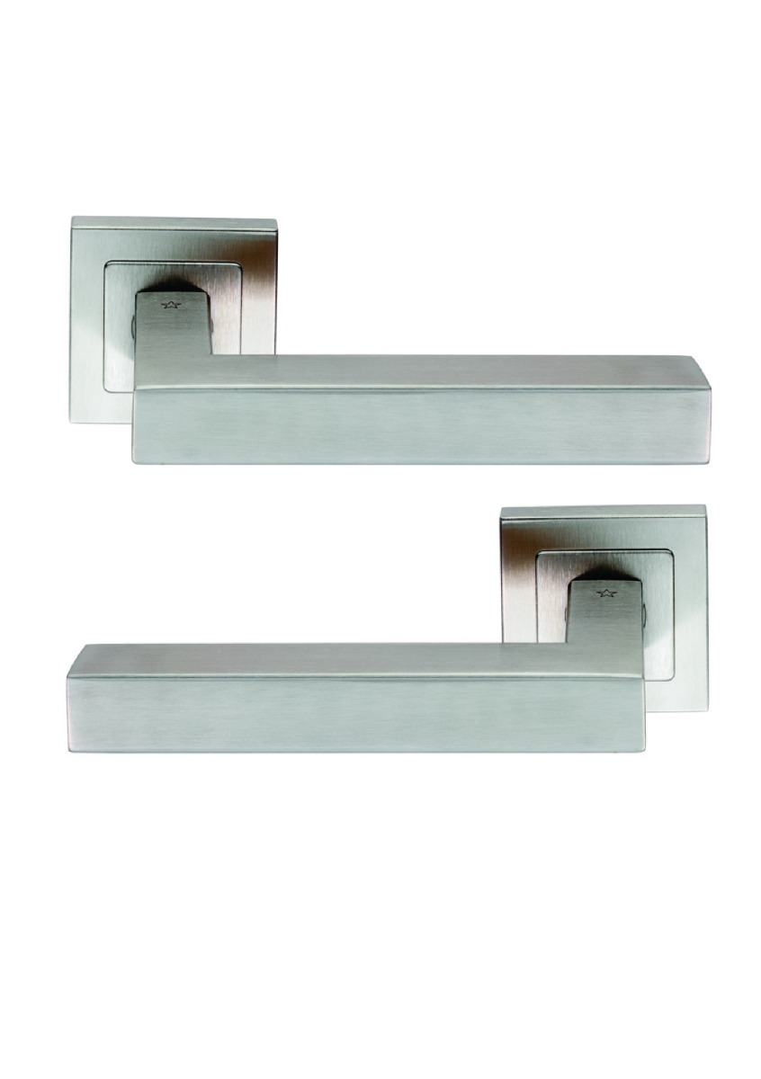 Eurospec SSL1401SSS Alvar Designer Lever On Square Sprung Rose - Heso Spindle G304 Satin Stainless Steel