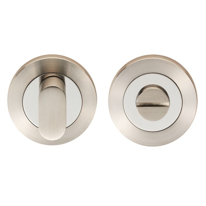 Eurospec SWT1016DUO Steelworx Swl Turn & Release On Concealed Fix Round Rose - Dual Finish Bright Stainless Steel/Satin Stainless Steel