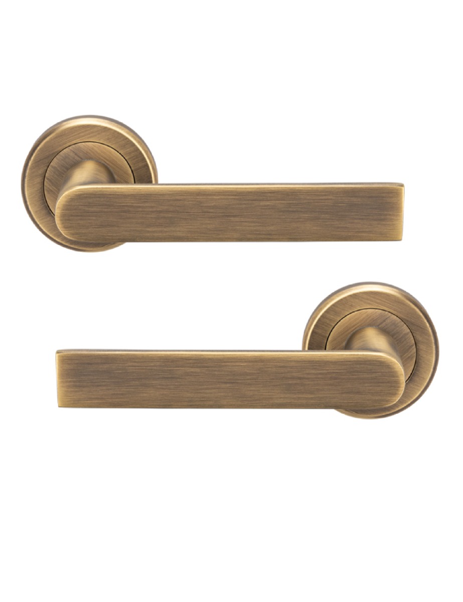 SZM210AB Serozzetta Edge Lever On Concealed Fix Round Rose Antique Brass