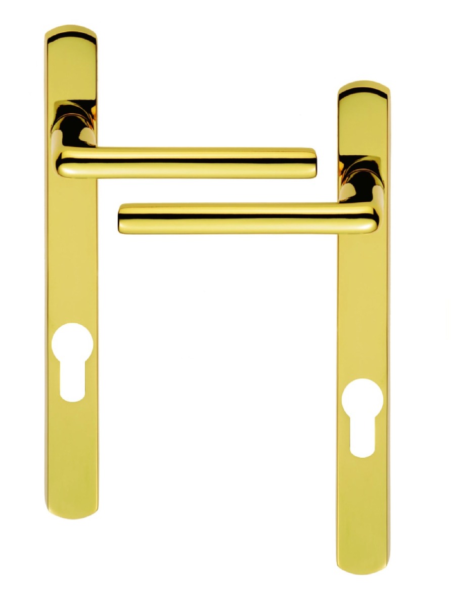 SZS01NP92PVD Serozzetta Rosa Lever On Narrow Plate - Lock Euro Profile 92mm C/C Stainless Brass
