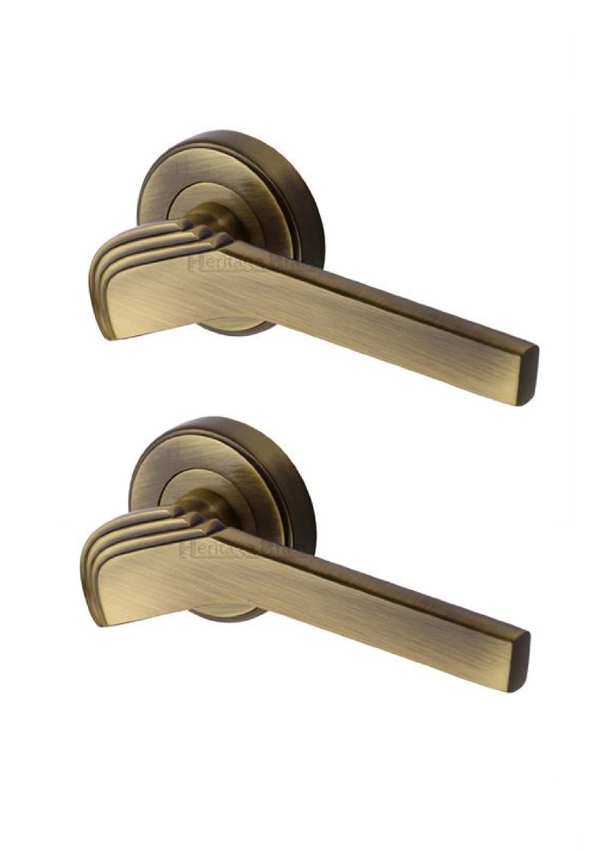 Heritage Brass TIF1926-AT Door Handle Lever on Rose Tiffany Design Antique Finish