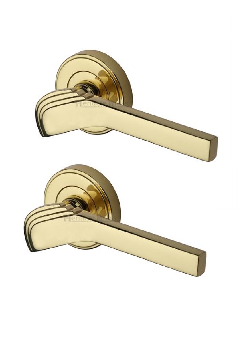 Heritage Brass TIF1926-PB Door Handle Lever on Rose Tiffany Design Polished Brass Finish