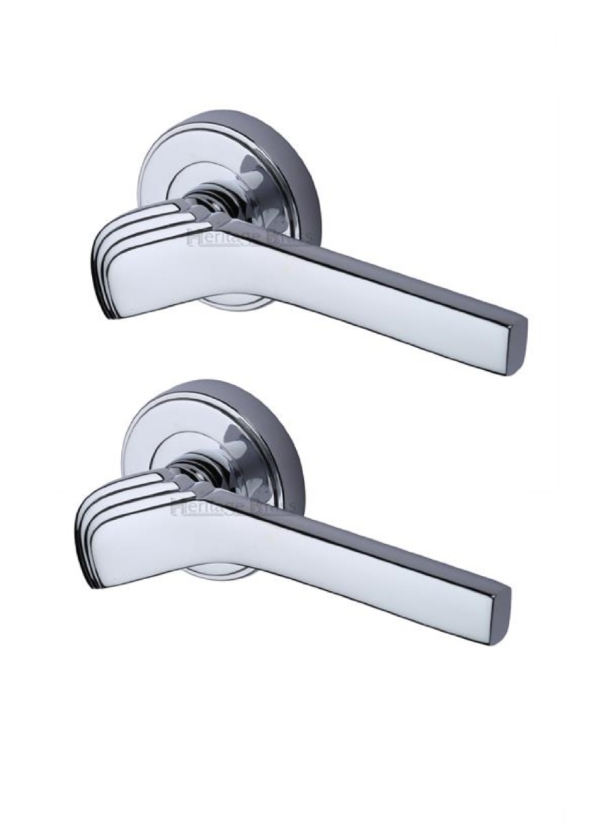 Heritage Brass TIF1926-PC Door Handle Lever on Rose Tiffany Design Polished Chrome Finish