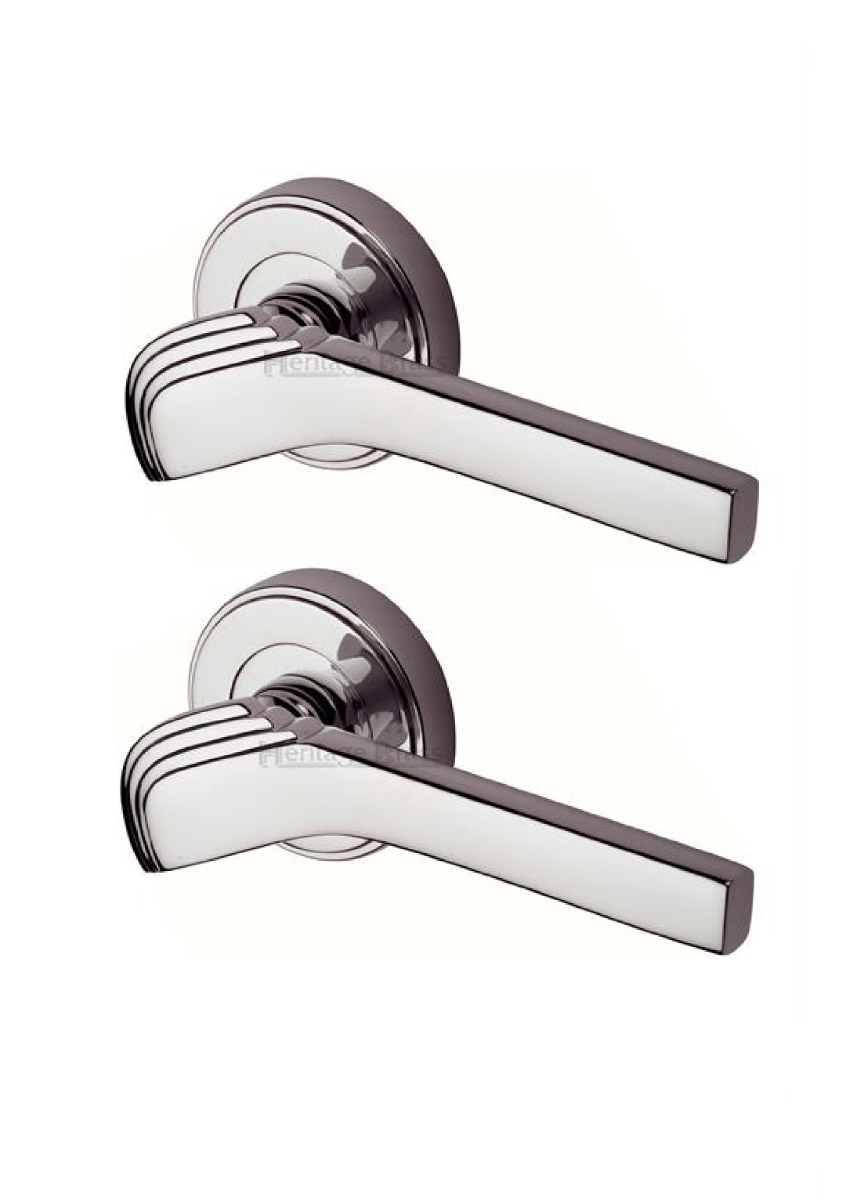 Heritage Brass TIF1926-PNF Door Handle Lever on Rose Tiffany Design Polished Nickel Finish