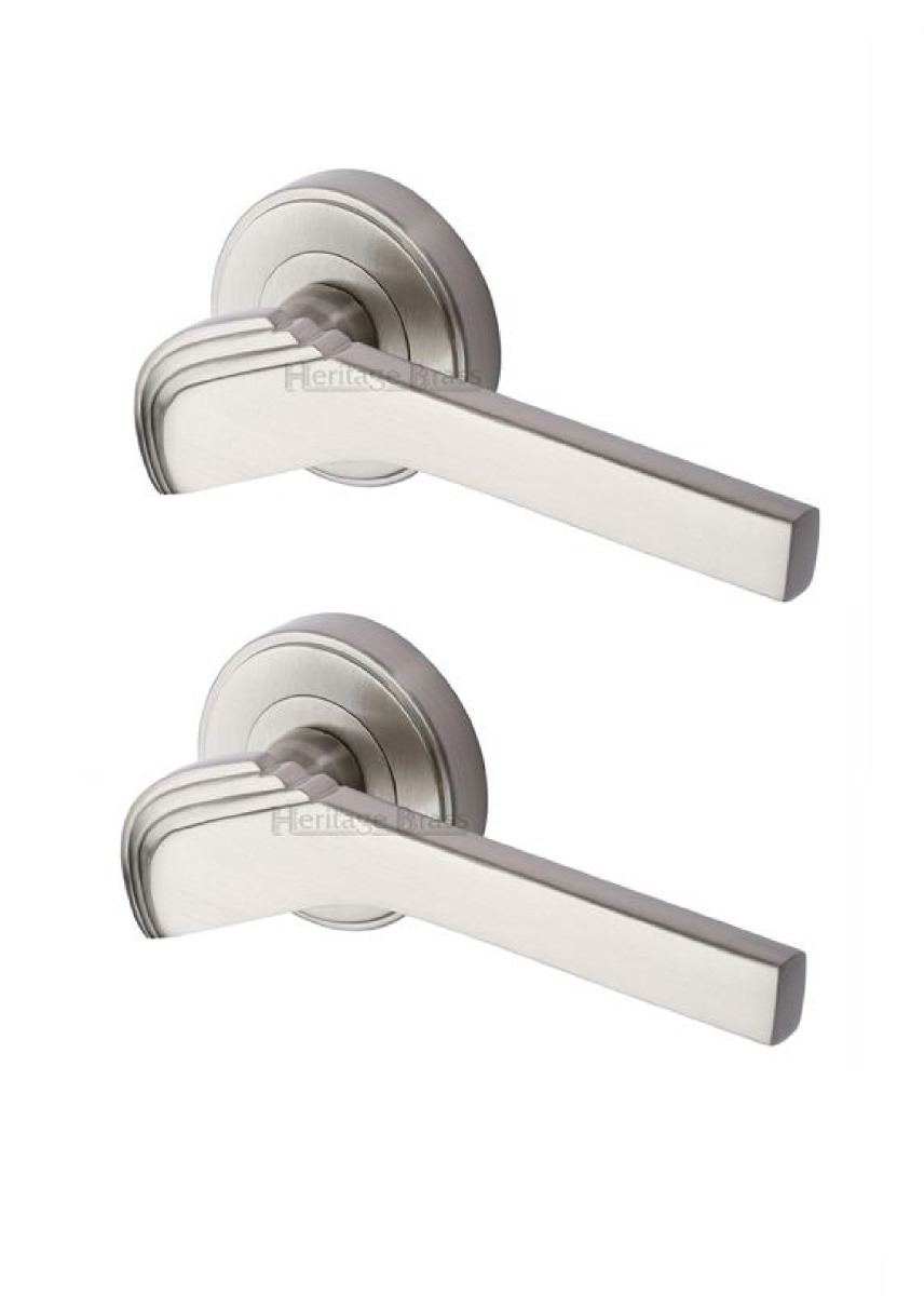 Heritage Brass TIF1926-SN Door Handle Lever on Rose Tiffany Design Satin Nickel Finish