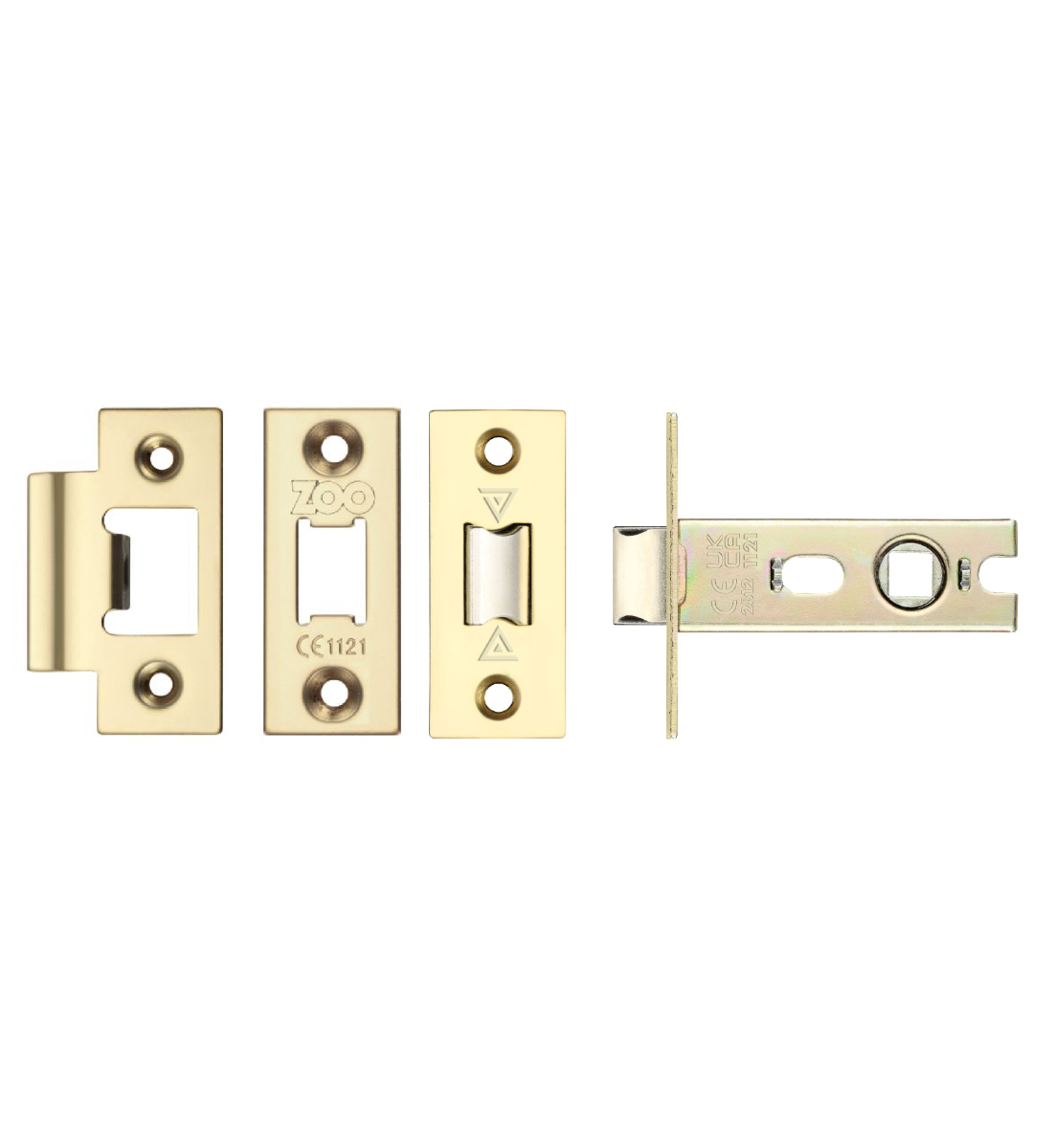 Zoo Hardware PRTL64FD-S-PVDPB Project Tubular Latch 64mm - UKCA/CE, Square Forend, Polished Brass PVD