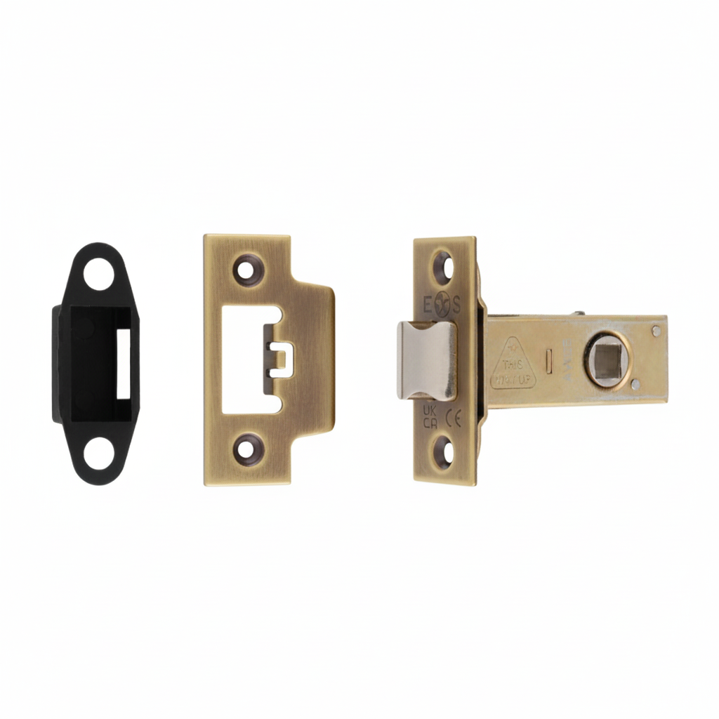 Heavy Duty Tubular Latch 64mm - 8mm Follower - Square Antique Brass TLS5025AB Eurospec