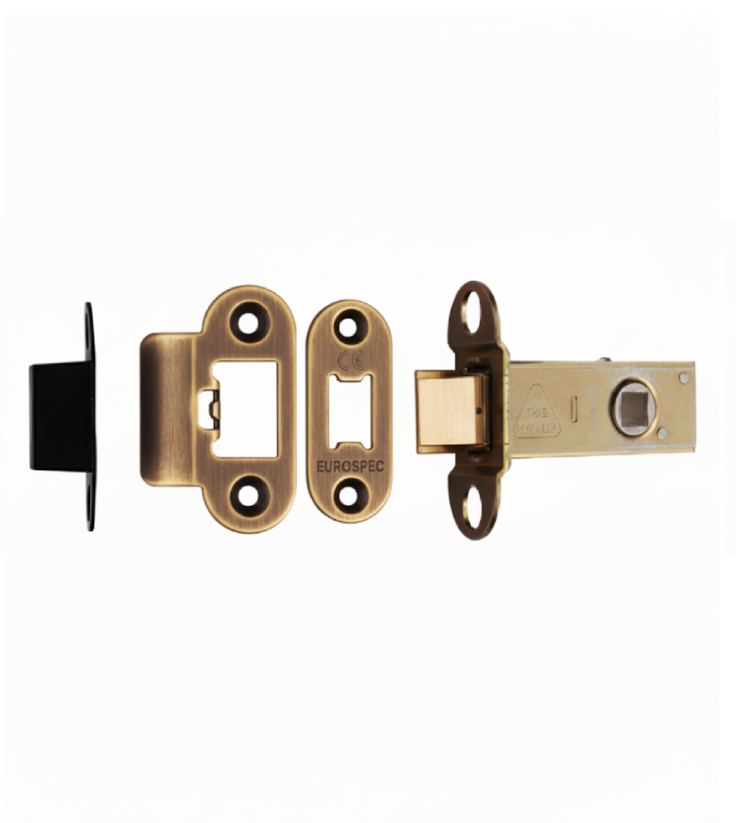 Heavy Duty Tubular Latch 64mm - 8mm Follower - Radius Antique Brass TLS5025AB/R Eurospec