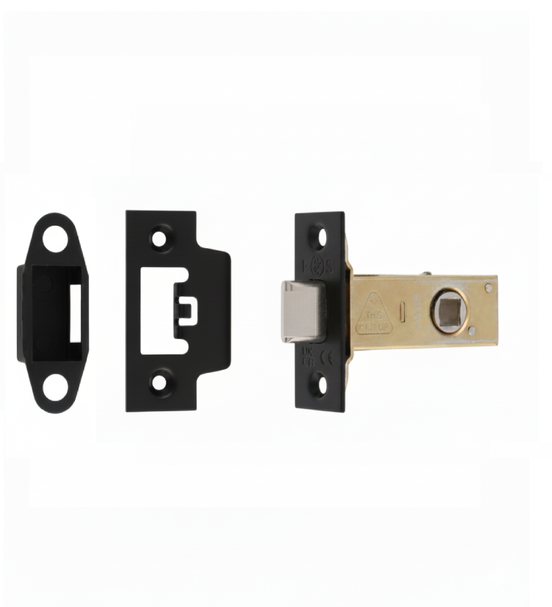 Heavy Duty Tubular Latch 64mm - 8mm Follower - Square Matt Black TLS5025MB Eurospec