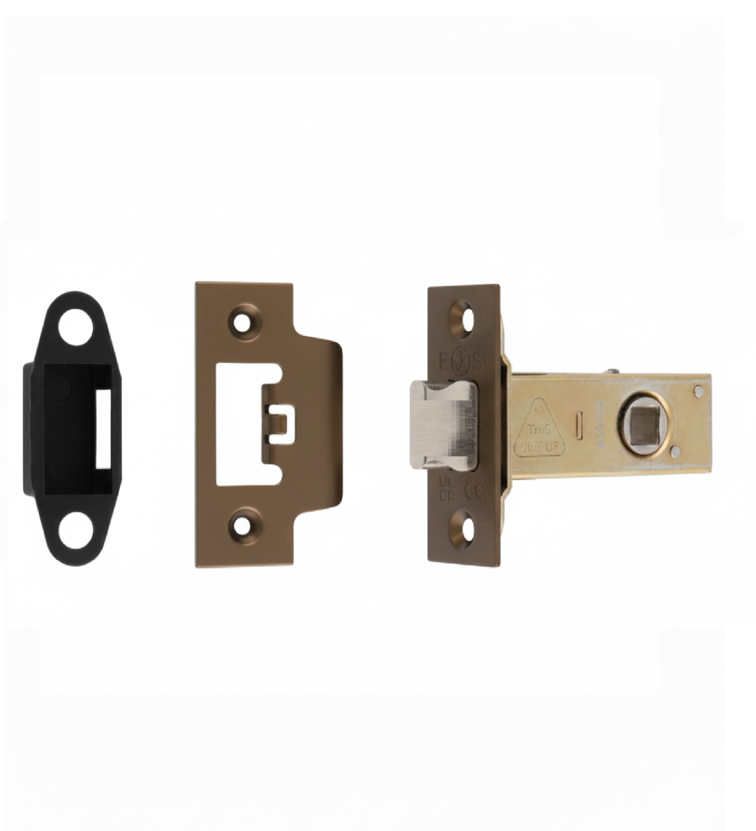 Heavy Duty Tubular Latch 64mm - 8mm Follower - Square Matt Bronze TLS5025MBRZ Eurospec