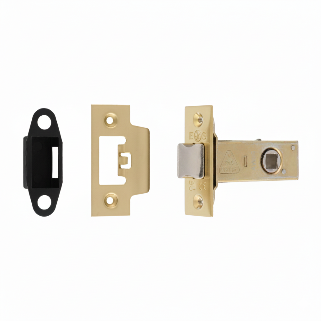 Heavy Duty Tubular Latch 64mm - 8mm Follower - Square Stainless Brass TLS5025PVD Eurospec
