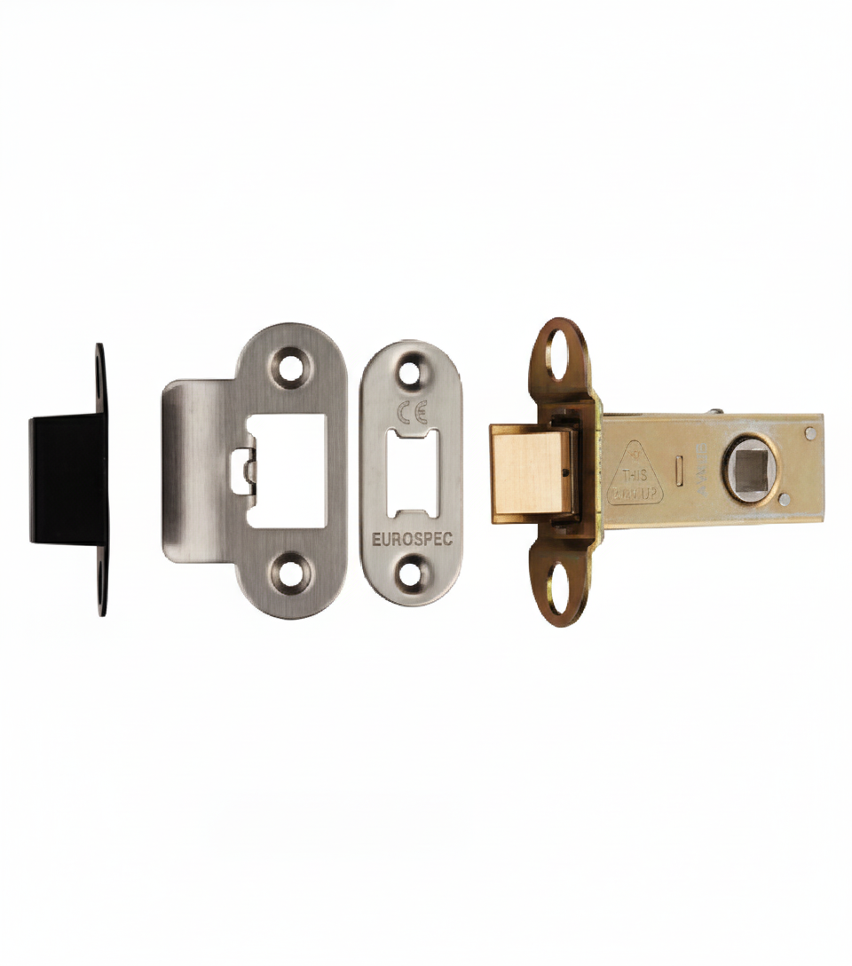 Heavy Duty Tubular Latch 64mm - 8mm Follower - Radius Satin Stainless Steel TLS5025SSS/R Eurospec
