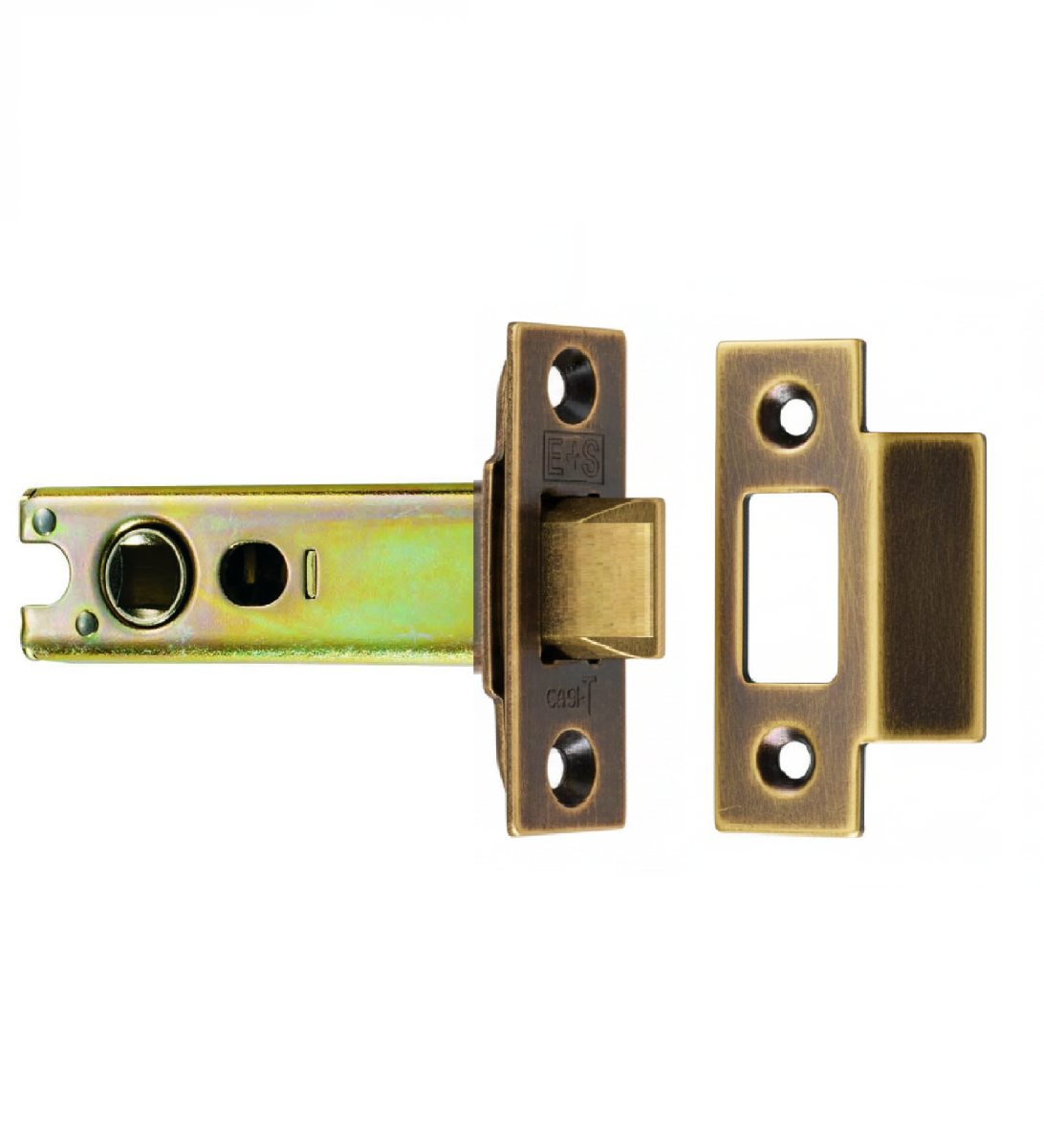 Heavy Duty Tubular Latch 76mm - 8mm Follower - Square Antique Brass TLS5030AB Eurospec