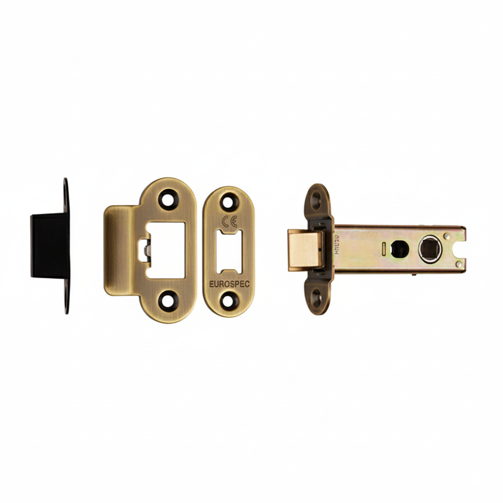 Heavy Duty Tubular Latch 76mm - 8mm Follower - Radius Antique Brass TLS5030AB/R Eurospec