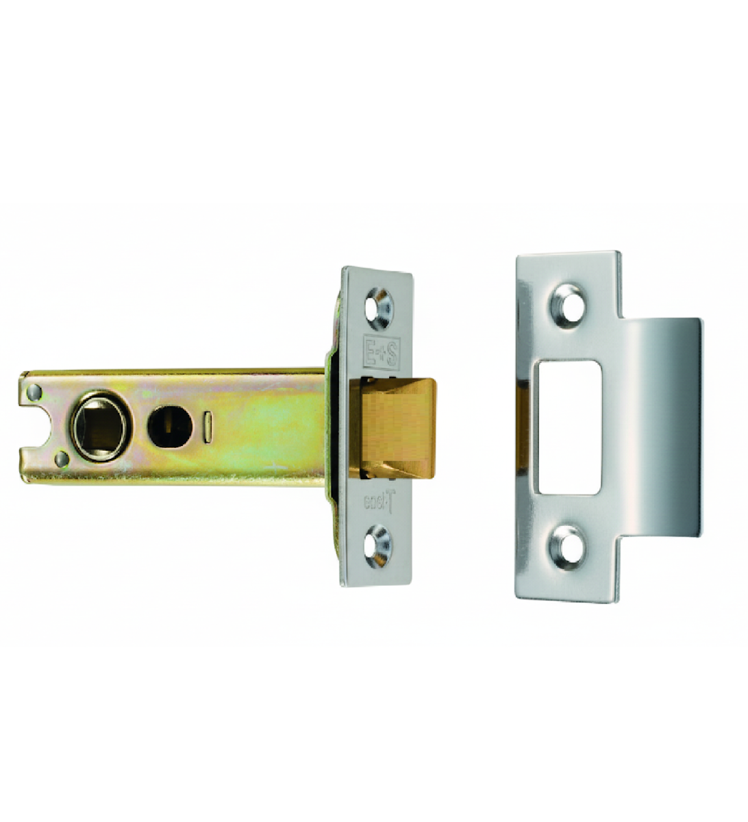 Heavy Duty Tubular Latch 76mm - 8mm Follower - Square Bright Stainless Steel TLS5030BSS Eurospec