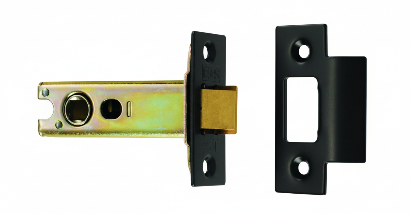 Heavy Duty Tubular Latch 76mm - 8mm Follower - Square Matt Black TLS5030MB Eurospec