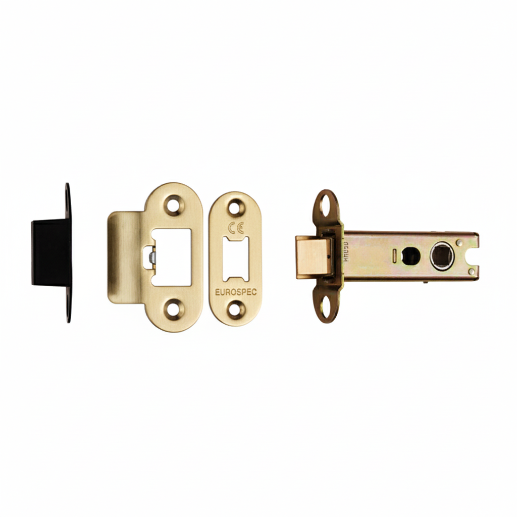 Heavy Duty Tubular Latch 76mm - 8mm Follower - Radius Stainless Brass TLS5030PVD/R Eurospec