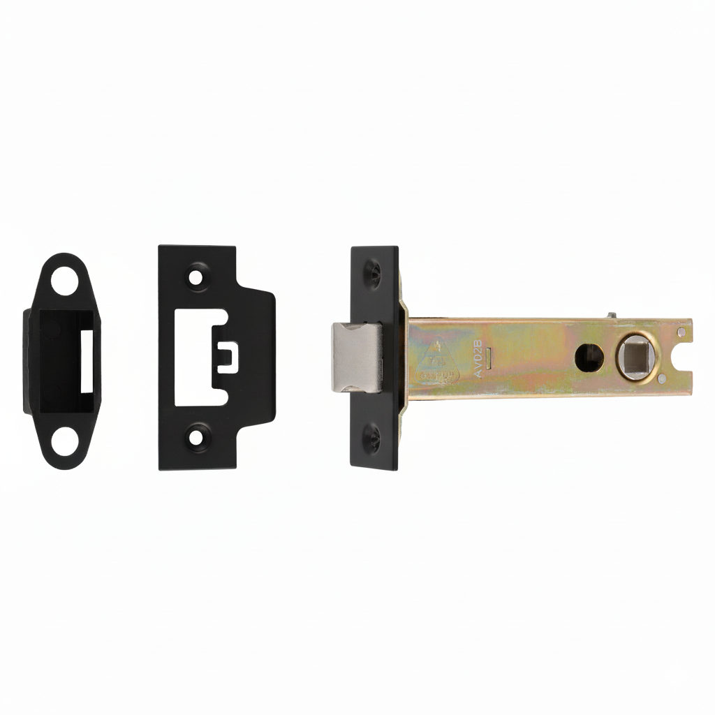 Heavy Duty Tubular Latch 102mm - 8mm Follower - Square Matt Black TLS5040MB Eurospec