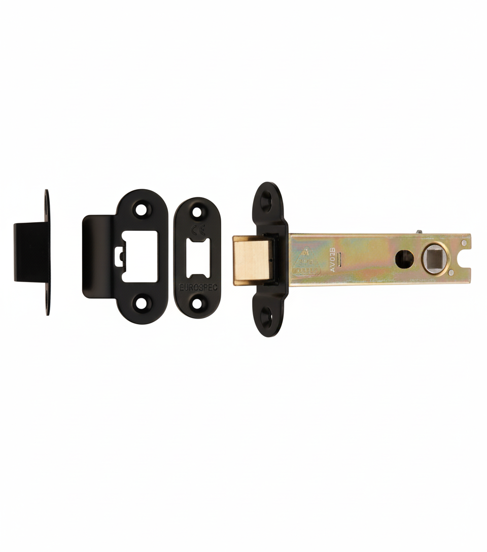Heavy Duty Tubular Latch 102mm - 8mm Follower - Radius Matt Black TLS5040MB/R Eurospec