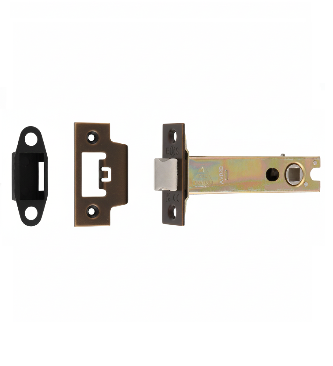Heavy Duty Tubular Latch 102mm - 8mm Follower - Square Matt Bronze TLS5040MBRZ Eurospec